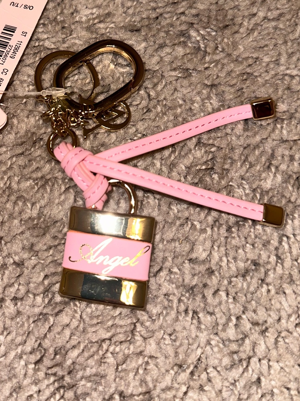 Pink 'Angel' Padlock Keychain with Gold Accents 🔐 🤍💗